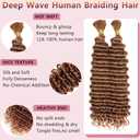 Brown Human Braiding Hair for Boho Braids 20 Inch 30 Deep Wave Boho Human Hair Curly Braiding 100% 10A Virgin Curls Bulk No Weft Bohemian Bundles Extensions for Knotless Braids