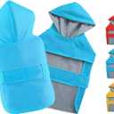 Dog Raincoat Dog Rain Jacket Poncho Waterproof Pet Rain Suit Double-Layered Breathable Lining Hooded Leash Hole Adjustable Puppy Small Medium Dogs,Blue,M,Back Length 8.5-10.5 inches