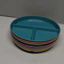 9-Inch Unbreakable Divided Plates, 8-Pack Microwave & Dishwasher Safe Wheat Straw Plates, BPA-Free, 3-Compartment Portion Control Plates, Durable Dinnerware