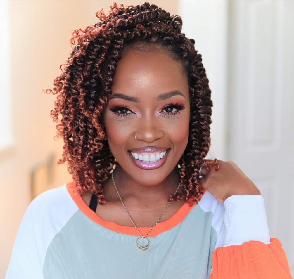 TOYOTRESS Tiana Passion Twist Hair - 6 inch 8 Pcs Pre-twisted Crochet Braids Ombre Orange, Synthetic Braiding Hair Extension (6 Inch, T350)