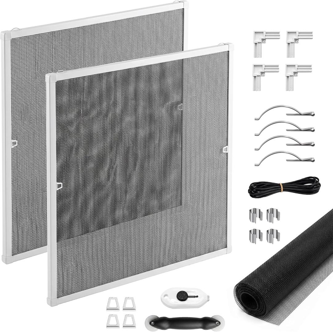 2-Set DIY Window Screen Frame Kit, Cut-to-Fit Up to 48 x 48 in