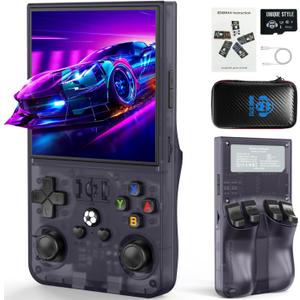 R36MAX Retro Handheld Game Console, 4.0 Inch IPS HD Screen Portable Retro Gaming Console, 1.5GHz CPU Support 30+ Emulator Console Video Game Console, 4000mAh Battery (64GB Translucent Grey)