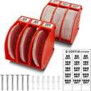 5 Inch Professional Sanding Discs Storage Bins - 6 Bins Set for Efficient Organization, Offset Snap-On Connection, Grit Classification, Space-Saving Design and Versatile Application, Red