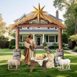 6 Pcs Large Christmas Nativity Scene Set 81" Tall Metal Holy Family Yard Sign with Jesus Joseph Mary Sheep Outdoor Nativity Scene for Christmas Xmas Lawn Garden Outdoor Decor 6 Pcs Large Christmas Nativity Scene Set 81" Tall Metal Holy Family Yard Sign with Jesus Joseph Mary Sheep Outdoor Nativity Scene for Christmas Xmas Lawn Garden Outdoor Decor