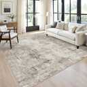 9x9 Square Area Rug Living Room Washable Non-Slip Indoor Rug for Bedroom Dining Room Home Office Low Pile Soft Durable Modern Neutral Carpet (Beige/Grey)