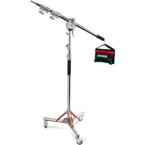 Heavy Duty Light Stand with Casters and Boom Arm, Adjustable Tripod Stand Stainless Steel,Photography Wheeled Base Stand for Studio Softbox, Monolight, Reflector, Stands for Photographic Apparatus