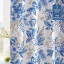 H.VERSAILTEX 100% Blackout Curtains 63 inch Length Vintage Floral Printed Drapes Thermal Curtains for Bedroom with Black Liner Back Tab/Rod Pocket Curtains for Living Room, 2 Panels, Blue and Wheat