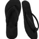 Womens Slim Braided Comfortable Flip Flops Summer Beach Thong Sandals Arch Support Non Slip, 8
