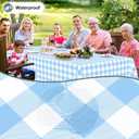 misaya Rectangle Waterproof Vinyl Table Cloth, Buffalo Flannel Backed Tablecloth, Wipeable Plastic Table Cover for Dinner, Kitchen, Outdoor (52" x 70", Baby Blue and White)