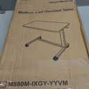 Vaunn Medical Pneumatic Adjustable Overbed Bedside Table with Wheels (Hospital and Home Use) (Black)