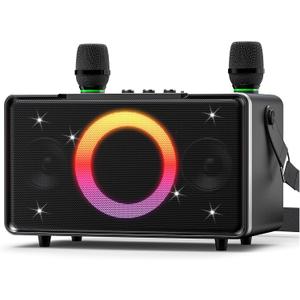 GFEEN Party Bluetooth Speaker: 100W Peak Loud! Deep Bass, 15H Playtime, Large Wireless Speakers, Powerful Sound, Light Show, Fast Charging for Outdoor, Backyard, House(Silver with 2Mic)
