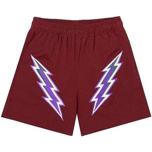 DIOTSR Mens Retro Lightning Graphic Shorts Casual Streetwear Basketball Shorts Athletic Running Shorts with Pockets, XS