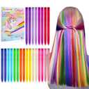 Kyerivs Colored Clip in Hair Extensions 22inch Rainbow Heat-Resistant Straight Highlight Hairpieces Cospaly Fashion Party For Kids Girls 12 Color in 24 pcs