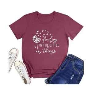 BLACKMYTH Women Crewneck Soft Tees Cute Graphic Butterfly T Shirts,L