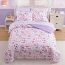 AMBERSPACE Twin XL Comforter Set for Girls, Butterfly Botanical Flowers Bedding Set, All Season Kids Bed in a Bag Dorm, Pillowcase & Sham, 70 x 86 inch