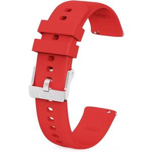 NBONAL Silicone Watch Band with Quick Release for Women Men Soft thin Strap for Replacement (18mm, Red)