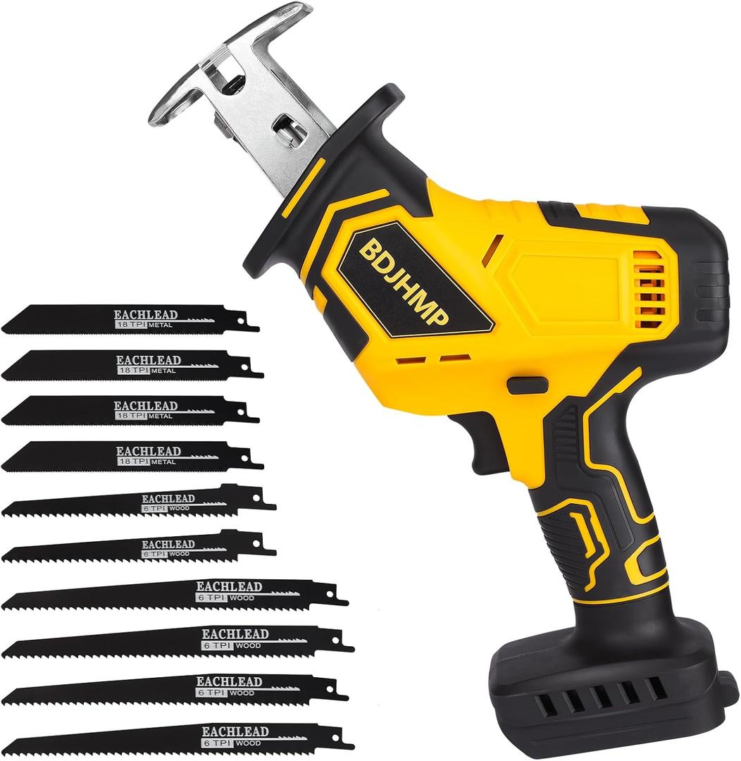 Reciprocating Saw Cordless, 2800 RPM, Compatible With Dewalt 20V Max Battery(NO Battery), Brushless Motor with 10 Saw Blades, LED Light, Tool Free Blade Change, Portable for Wood PVC Cutting