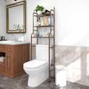 3-Shelf Bathroom Organizer Over The Toilet Space Saver Over The Toilet Rack Bathroom Corner Stand Storage Organizer, Brown, 19 inches x 9 inches x 63 inches
