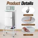 Wonderjune 1 Pcs Portable Mini Fridge Organizer Shelf with Wheels & 8 S Hooks, Mini Fridge Storage Stand, Microwave Stand for Dorm Room, Apartment & Kitchen, Compact Shelving for Small Space(White), 23.6 x 17.7 x 52 inches