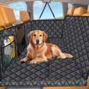URPOWER Backseat Extender for Dogs - Hard Bottom Dog Car Seat Cover for Back Seat, Foldable Dog Hammock for Car, SUV, and Truck, Pet Rear Seat Protector Dogs Travel Bed with Mesh Window & Side Flaps (All Black)