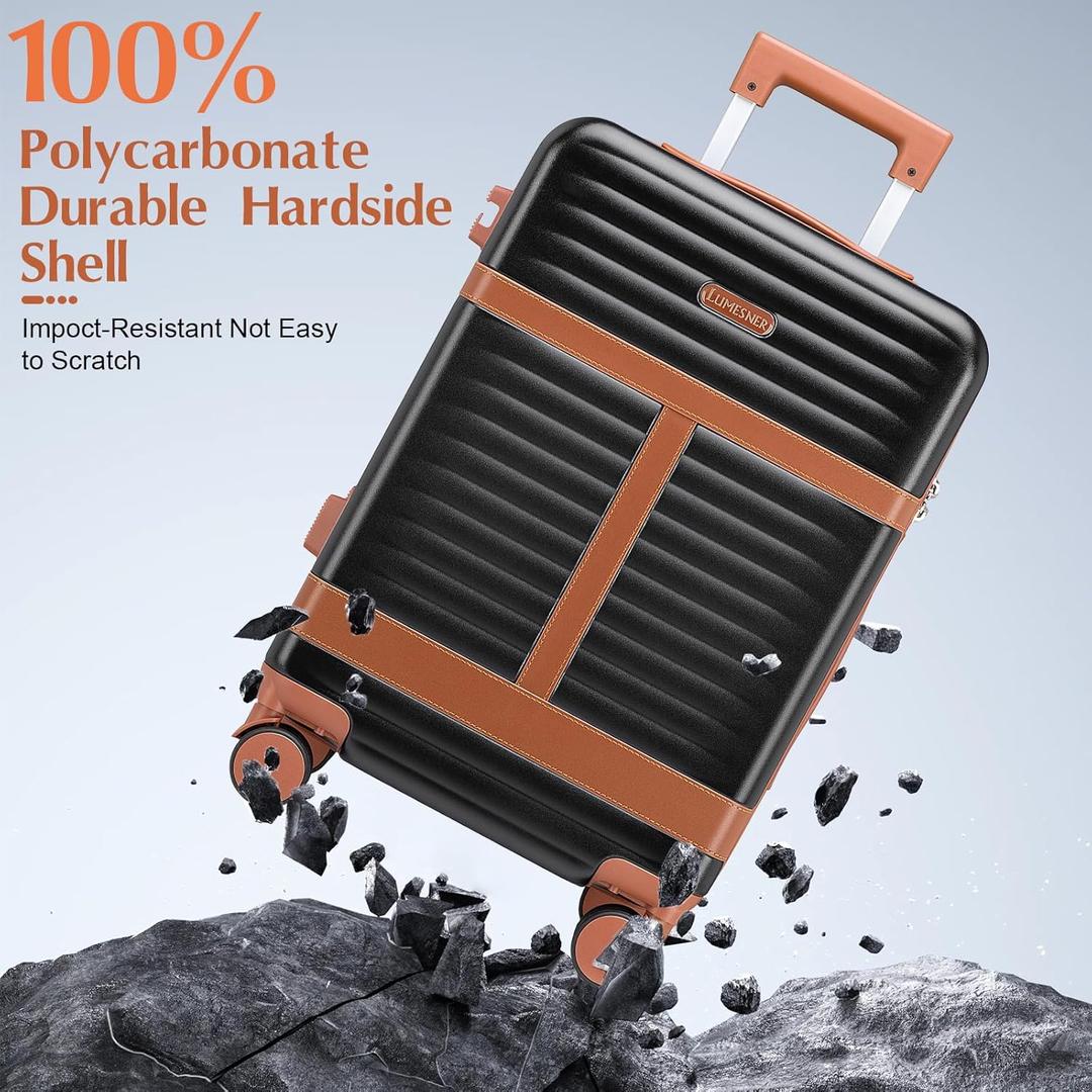 Lumesner Carry on Travel Backpacks, Extra Large 40L Flight Approved for Men & Women, Expandable Suitcase backpack (Black(20inch luggage sets)