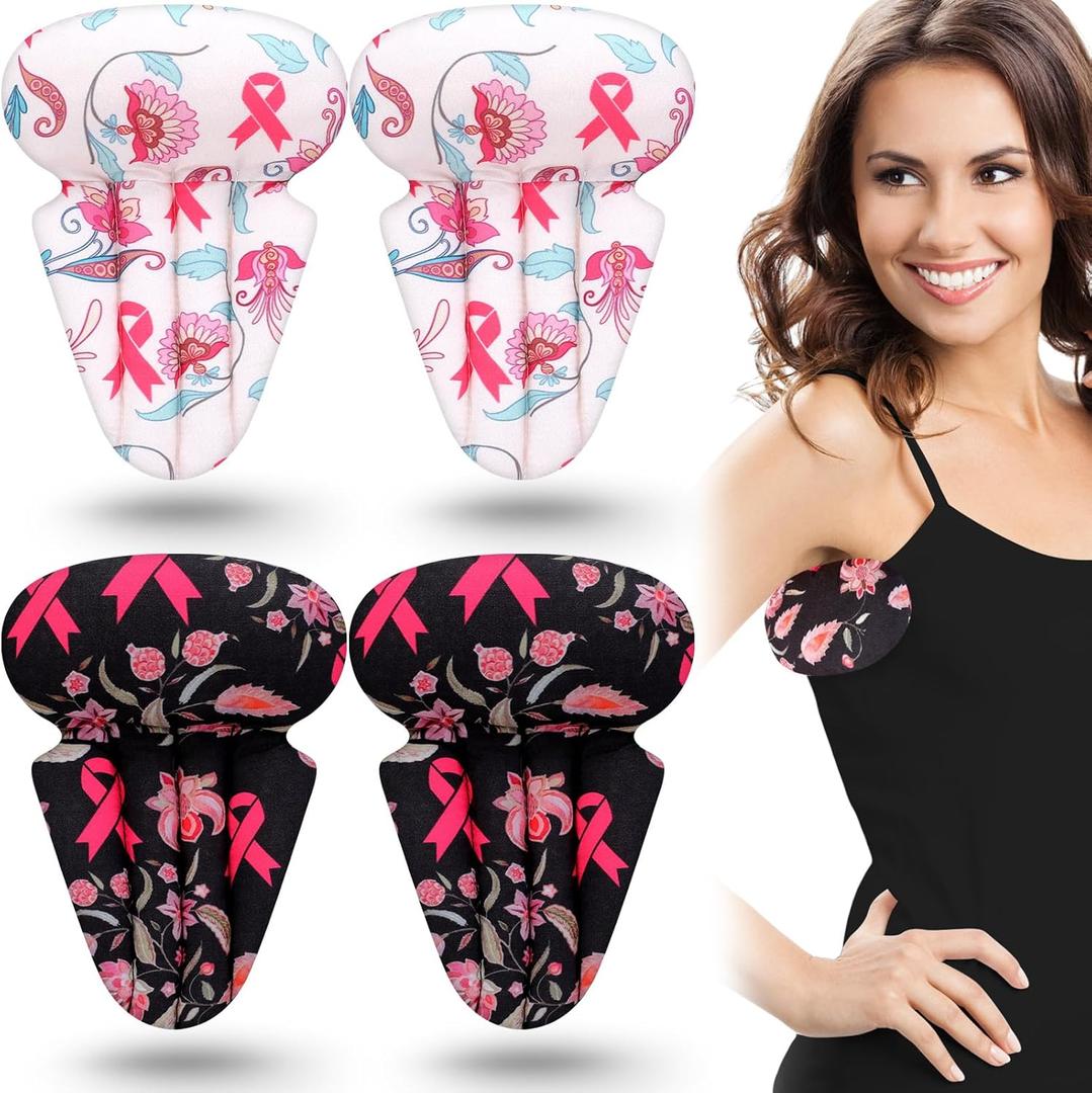 Juexica 4 Pcs Lymphedema Axilla Mastectomy Pillow Cotton Post Breast Surgery Recovery Breast Pillow for Sleeping Mastectomy Underarm Armpit Pain Relief(Pink Ribbon)