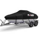 Trailerable Boat Cover, 20'- 22' Heavy Duty 600D Waterproof Tarp Covers with Storage Bag, Marine Grade Polyester Canvas, Fits 20-22ft Bass Boat, V-Hull, Tri-Hull, Runabout Bowrider Boat (Black)