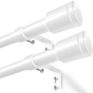 5/8 Diameter Curtain Rods 30-120 Inch, for 30-114 Inch Windows, Adjustable Splicing White Curtain Rods for Windows with Brackets, Window Rod Long Small Curtains Rod, 2 Pack
