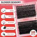 Eyelash Extension Kit 320PCS Lash Clusters 50D+60D D Curl, Individual Lashes 9-16mm with Thin Band, Includes Lash Bond and Seal, Remover, Tweezers, and Liquid Eyeliner for DIY Lash Extensions at Home