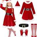 9PCS Santa Claus Costume for Kids: 5-12 Years Velvet Christmas Suit Set with Accessories for Holiday Party Cosplay
Size L