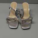 DREAM PAIRS Women's Double Bowknots Heels Open Square Toe Ankle Strap Crystal Rhinestone Dress Sandals for Party Wedding Size 7