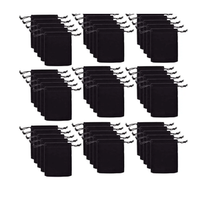 JIAKAI 50pcs Velvet Double Drawstring Cloth Bag.Jewelry Drawstring Pouches for Small Jewelry Bracelet/Headphones Bag/Beads/Spice/Gift Bags(Black)