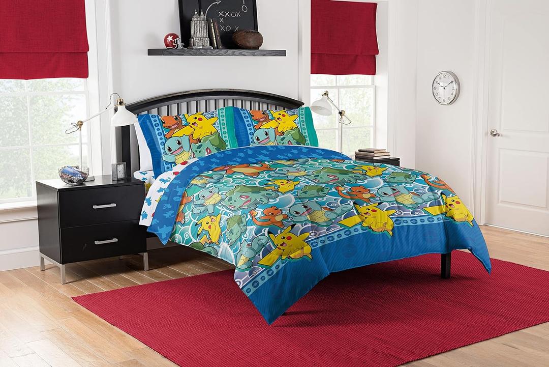 Northwest Pokemon Full Sized Bed in a Bag Set, Anime Bedding, Boys Girls Blankets, First Starters Northwest Pokemon Full Sized Bed in a Bag Set, Anime Bedding, Boys Girls Blankets, First Starters
