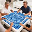 Mahjong Mat with Rules 31.5" x 31.5" Neoprene Rubber Square Blue Gaming Mat - Anti-Slip, Noise Reduction Durable & Easy to Clean for Mahjong Tiles, Poker, Dominoes & Board/Tile Games (Blue)