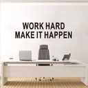 Motivational Quotes Wall Decals for Office: Inspirational Gym School Classroom Garage Bedroom Living Room Vinyl Art Wall Stickers - Work Hard Make it Happen 35" X 9.8"