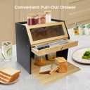 Upgraded read Box for Kitchen Countertop, Double Layer Bread Storage Container, Wooden Bread Storage Bin, Bread Boxes for Kitchen Counter Corner, Cabinet, Pantry, Cupboard (Black)