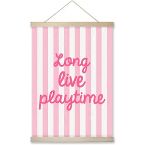 RZQIJ Long Live Playtime Sign Hanging Wall Flags Canvas Banner 12x16 Inch - Toddler Wall Decor Banner for Room, Playroom, Bedroom - Poster Hanger Frame for Kids - Girls Bedroom Decor(013)