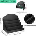 PATIKIL 4 Tiered Sticker Display Holder, Portable Postcard & Greeting Card Display Stand, Wooden Rack for Cards & Photos, 15.8 x 10.4 x 14.2, Black