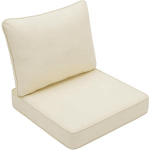 2-piece Outdoor Chair Cushions,Waterproof Pation Chair Cushions Set of 2,Patio Furniture Cushions for Couch Sofa,UV & Fade Resistant Cushions with Hidden Zipper (Beige,24x24x4 Inch)