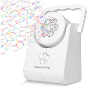 IFLOVE Bubble Machine for Kids 3+-Automatic Bubble Blower with Adjustable Angle,5000+ Bubbles Per Minute,Portable Bubble Maker Toy for Boys Girls,Outdoor Party Wedding Easter Birthday Gifts (White 01)