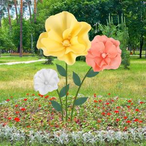 59 Inch large Flower Garden Stake Outside Decor Artificial Metal Flower Garden Stakes Outdoor Decor Spring Yard Art Decorations for Lawn Porch Fence