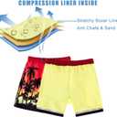 Cozople Boys Swim Trunks Compression Liner Swim Shorts Quick Dry Bathing Suit with Boxer Brief Swimwear 2-20T (5-6 Years, Aa Palm Tree Red)