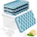 Ice Cube Trays with Lid and Bin, 0.8 IN Small Round Ice Cube Mold for Freezer - Easy Release Stackable Ice Ball Maker for Cocktail,Whiskey and Drinks,BPA-Free