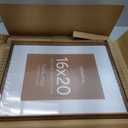 Homeforia 16 by 20 Picture Frame Brown Wood, Mortise & Tenon Walnut 16x20 Poster Frames with Mat 11x14 for Wall, 20x16 Dark Wooden Frames Matted to 11 x 14 inch Art, Tempered Glass, Wall Kit, Set of 1