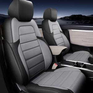 AOMSAZTO Seat Covers for Honda CRV 2017 2018 2019 2020 2021 2022 Faux Leather Full Set Car Seat Cover for Trucks SUV, Waterproof Car Seat Cushion (Black/Gray)