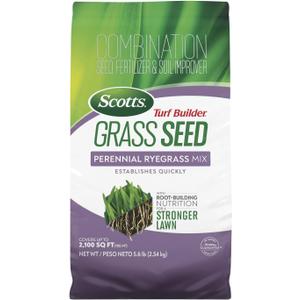 Scotts Turf Builder Grass Seed Perennial Ryegrass Mix with Fertilizer and Soil Improver, Establishes Quickly, 5.6 lbs.