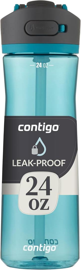 Contigo Ashland 2.0 Leak-Proof Water Bottle with Lid Lock and Angled Straw, Dishwasher Safe, Interchangeable Lid, 24oz, Juniper (24oz (Pack of 1))