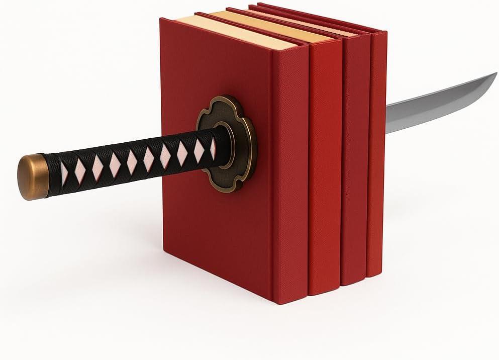 Novelty Katana Bookends – Decorative Anime Bookends for Shelves, Funny Unique Sword Book Stoppers, Anime Gifts for Men and Book Lovers