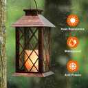Solar Lanterns Outdoor, Waterproof Garden Hanging Lanterns,13" Outdoor Decorative Lantern with LED Flickering Flameless Candles, Vintage Lantern for Porch, Yard, Patio Decor