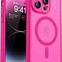 CANSHN Magnetic Compatible with iPhone 14 Pro Case, Upgraded [Full Camera Protection] [Compatible with Magsafe] [Translucent Matte] Shockproof Protective Phone Case Cover 6.1 Inch - Hot Pink